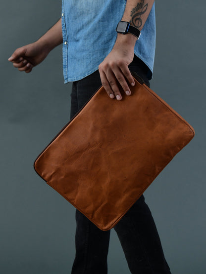 Classy Leather Bags Zento Laptop Sleeve - Tan Brown - AVBL MRKT (2)