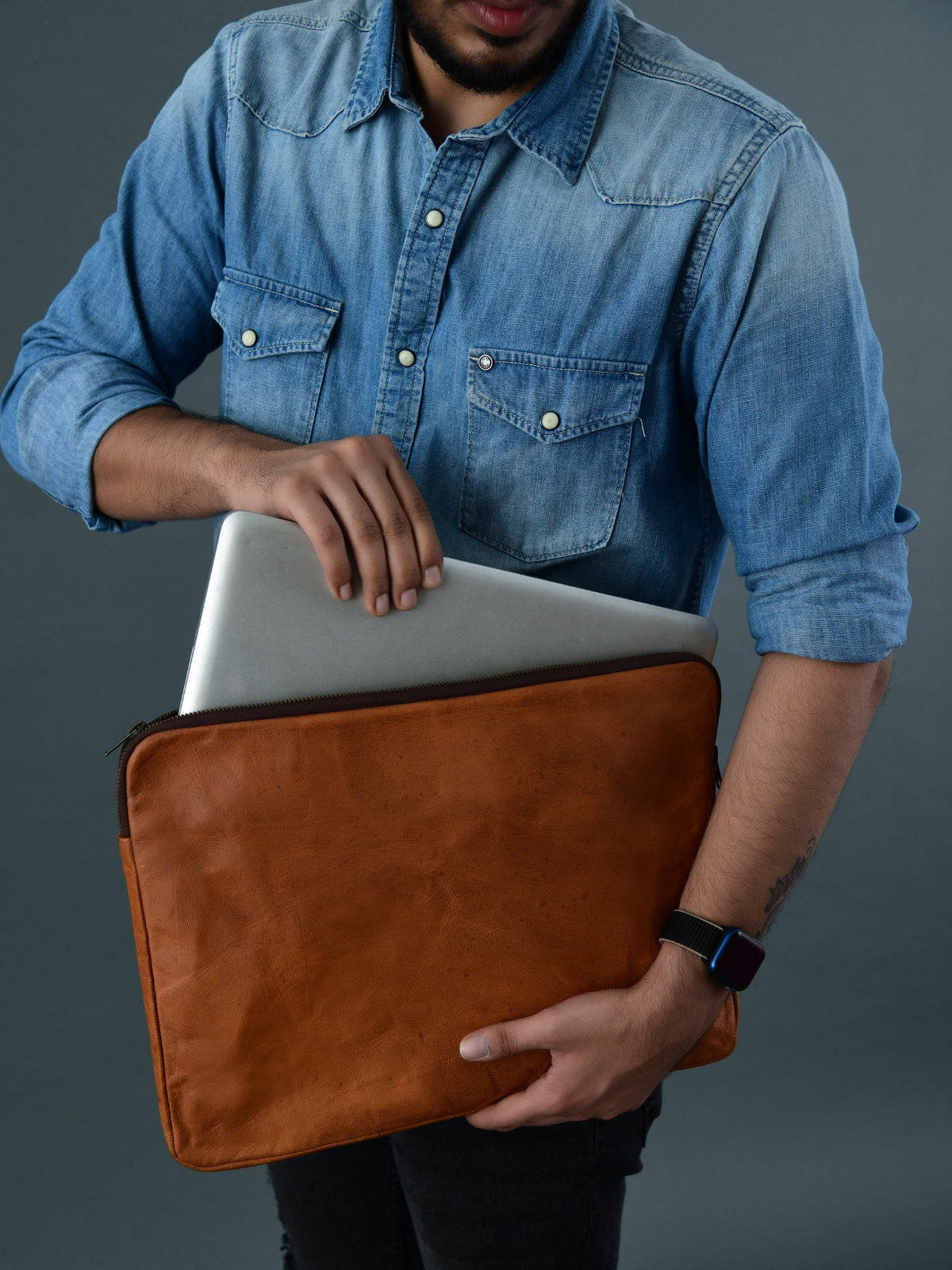 Classy Leather Bags Zento Laptop Sleeve - Tan Brown - AVBL MRKT (3)
