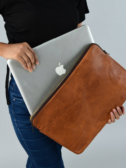 Classy Leather Bags Zento Laptop Sleeve - Tan Brown - AVBL MRKT (5)