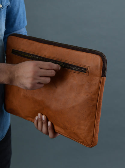 Classy Leather Bags Zento Laptop Sleeve - Tan Brown - AVBL MRKT (7)