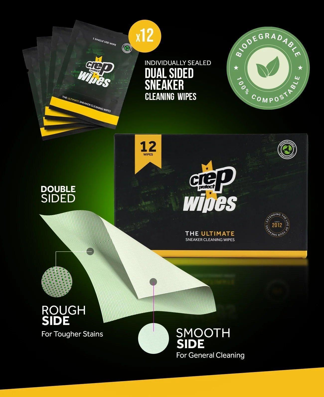 Crep Protect Dual-sided Sneakers and Shoes Cleaning Wipes (12 Pack) Footwear Boot Slides Care for Unisex Adult Mens Womens Kids GS Youth Hypebeast - AVBL MRKT (5)