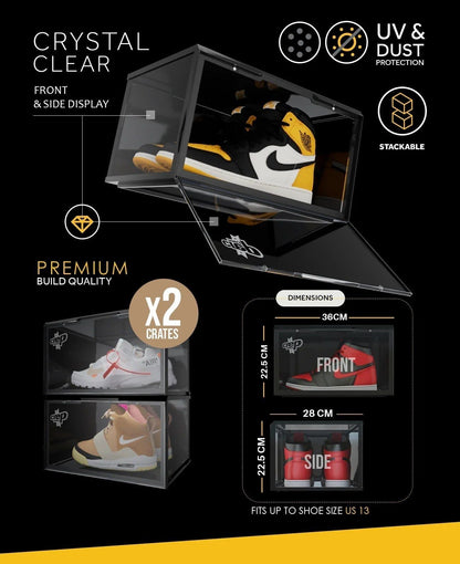 Crep Protect Ultimate Sneaker Storage Box Crate 2.0 (2 Pack) Footwear Shoe Boot Slides Display Collection for Unisex Adult Mens Womens Kids GS Youth Hypebeast - AVBL MRKT (7)