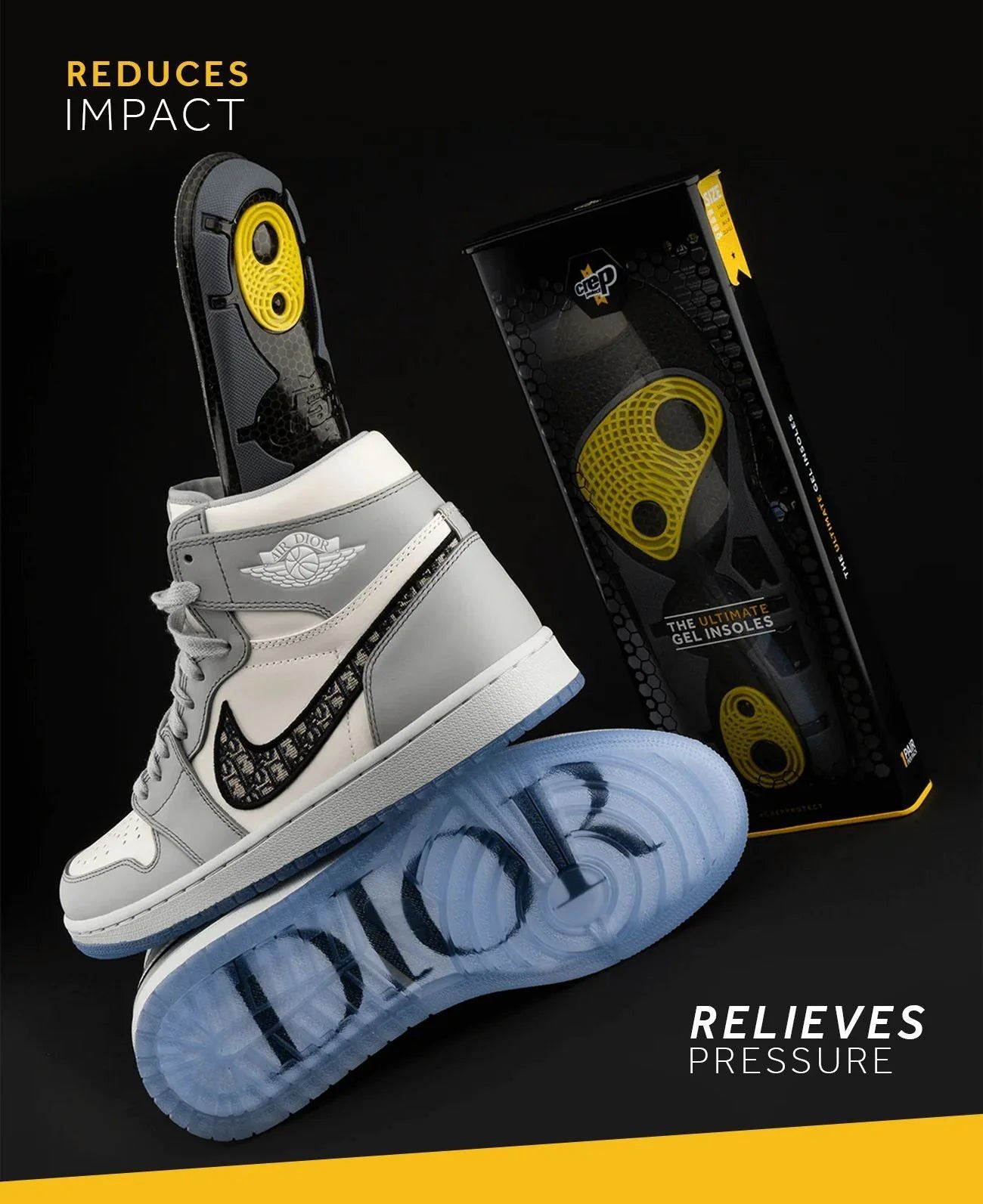 Crep Protect Ultimate Sneakers and Shoes Gel Insoles Comfortable Walking Running Replacement Sole Inserts for Unisex Adult Mens Womens Kids GS Youth Hypebeast - AVBL MRKT (6)