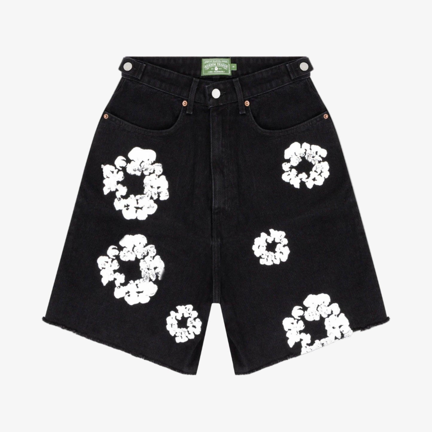 Denim Tears Jean Shorts 'The Cotton Wreath' Black (SS24) [404-010-30] Casual Fashion Bottoms for Unisex Adult Mens Hypebeast - AVBL MRKT (1)