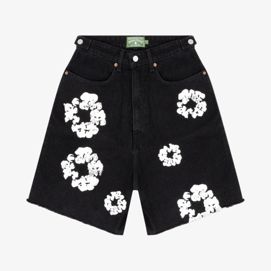 Denim Tears Jean Shorts 'The Cotton Wreath' Black (SS24) [404-010-30] Casual Fashion Bottoms for Unisex Adult Mens Hypebeast - AVBL MRKT (1)