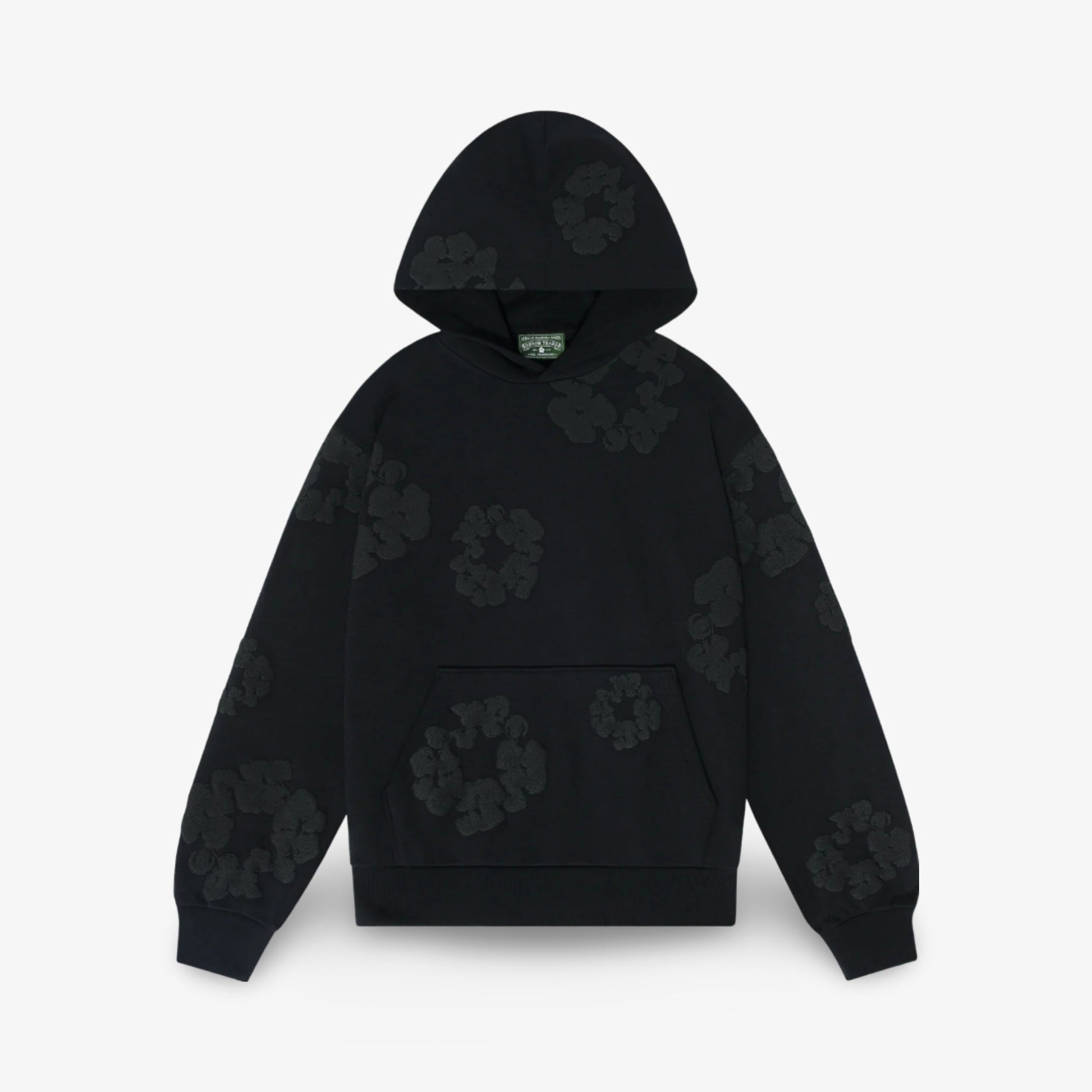 Denim Tears Pullover Hooded Sweatshirt 'The Cotton Wreath Monochrome' Black (SS24) [013-006-140] Casual Fashion Hoodie Sweater for Unisex Adult Mens Hypebeast - AVBL MRKT (1)