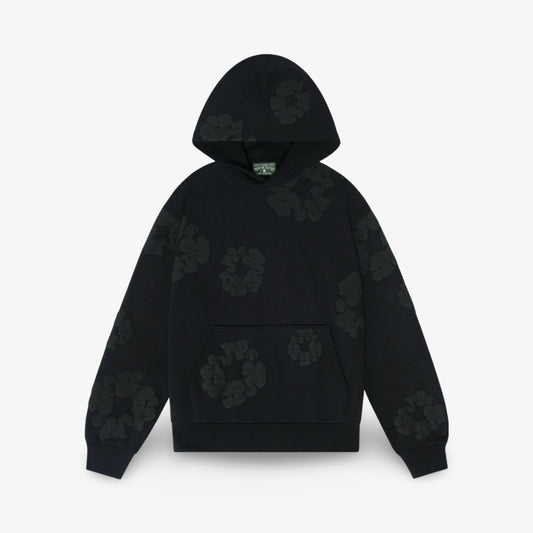 Denim Tears Pullover Hooded Sweatshirt 'The Cotton Wreath Monochrome' Black (SS24) [013-006-140] Casual Fashion Hoodie Sweater for Unisex Adult Mens Hypebeast - AVBL MRKT (1)