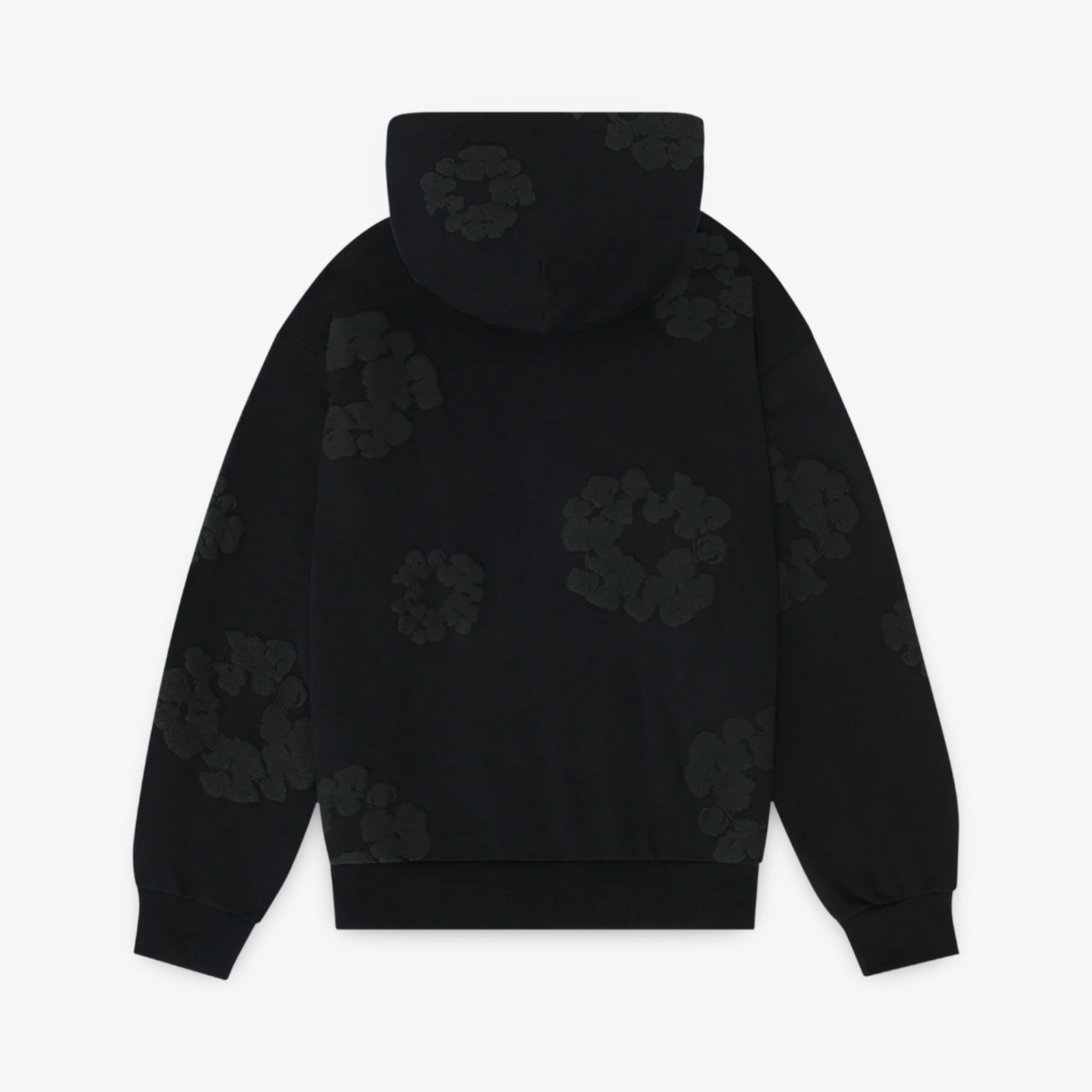 Denim Tears Pullover Hooded Sweatshirt 'The Cotton Wreath Monochrome' Black (SS24) [013-006-140] Casual Fashion Hoodie Sweater for Unisex Adult Mens Hypebeast - AVBL MRKT (2)