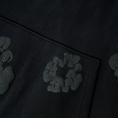 Denim Tears Pullover Hooded Sweatshirt 'The Cotton Wreath Monochrome' Black (SS24) [013-006-140] Casual Fashion Hoodie Sweater for Unisex Adult Mens Hypebeast - AVBL MRKT (4)