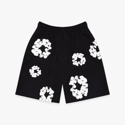 Denim Tears Shorts 'The Cotton Wreath' Black (FW23) [402-010-30] Casual Fashion Bottoms for Unisex Adult Mens Hypebeast - AVBL MRKT (1)