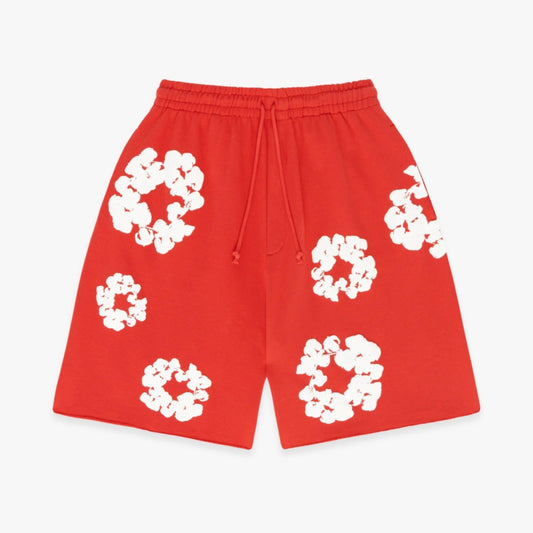 Denim Tears Shorts 'The Cotton Wreath' Red (FW23) [402-300-30] Casual Fashion Bottoms for Unisex Adult Mens Hypebeast - AVBL MRKT (1)