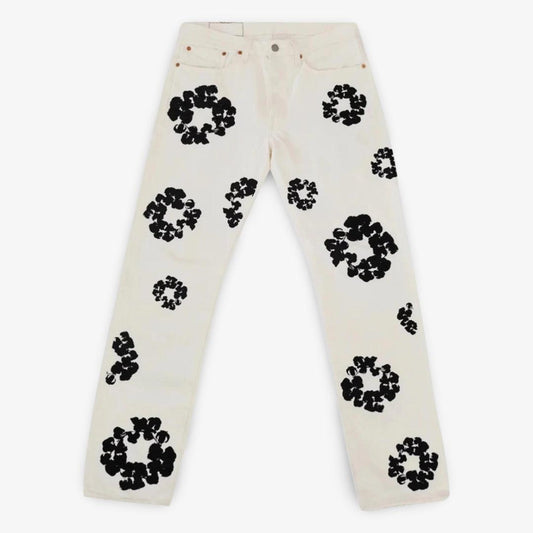 Denim Tears x Levi's 501 Jeans 'The Cotton Wreath' White (SS21) [DT501-004-30] Casual Fashion Pant Bottoms for Unisex Adult Mens Hypebeast - AVBL MRKT (1)