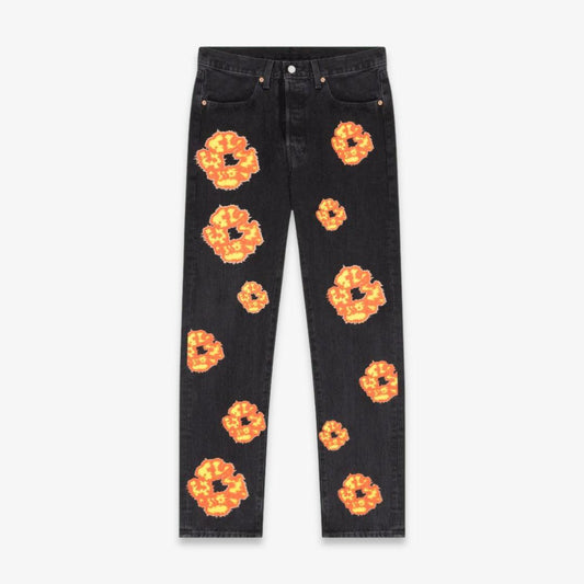 Denim Tears x Offset x Levi's 501 Jeans 'The Cotton Wreath' Black (FW23) [BFSET-DP01] Casual Fashion Pant Bottoms for Unisex Adult Mens Hypebeast - AVBL MRKT (1)