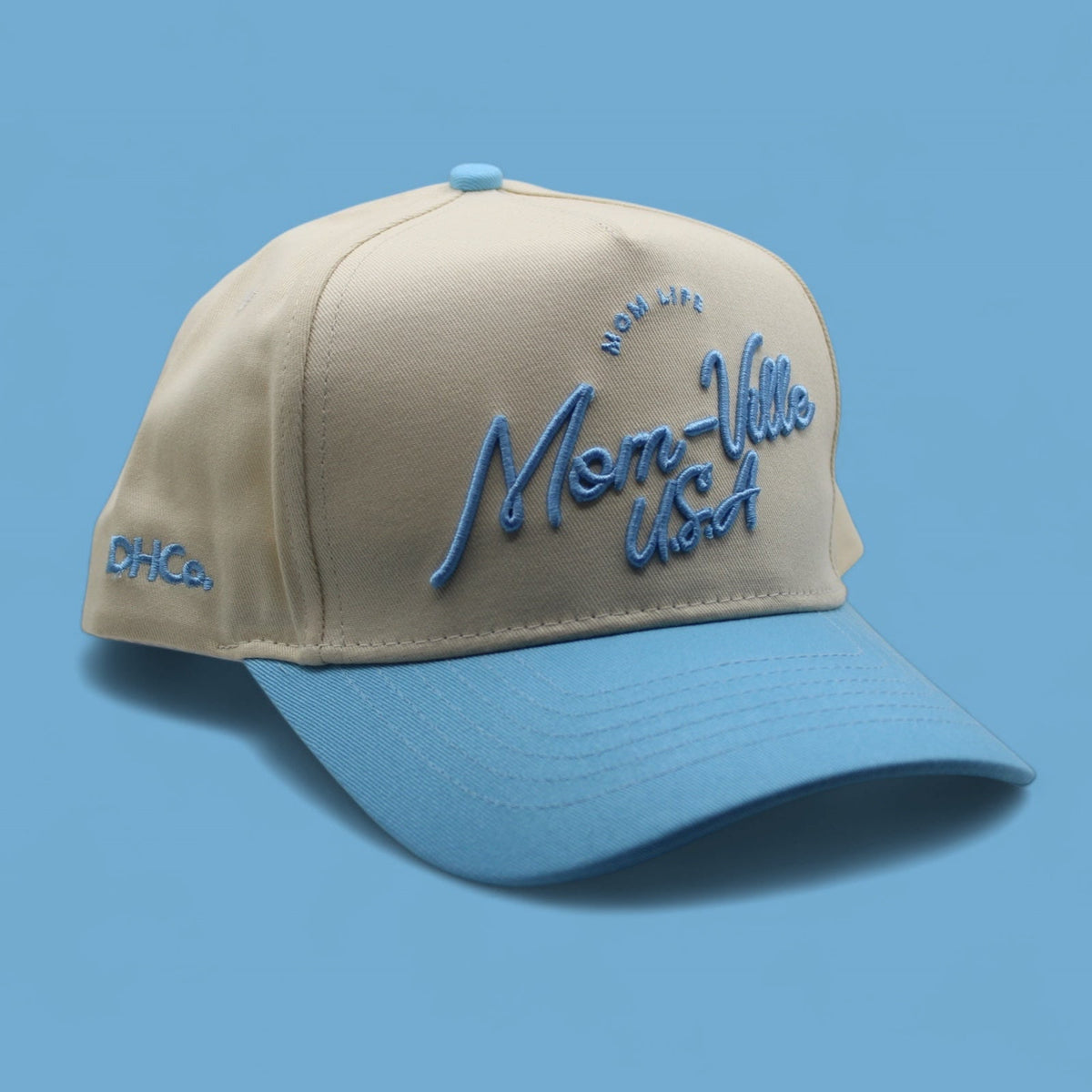 Destination Hat Co. The "Mom-Ville" Script Hat Light Blue - AVBL MRKT (1)
