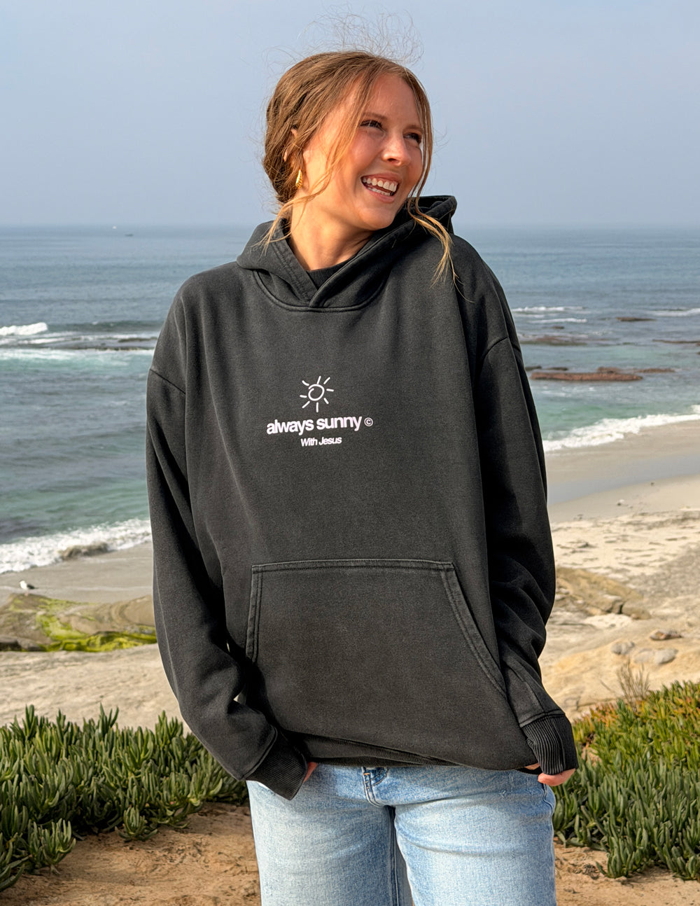 Elevated Faith Always Sunny With Jesus Unisex Hoodie - AVBL MRKT (2)