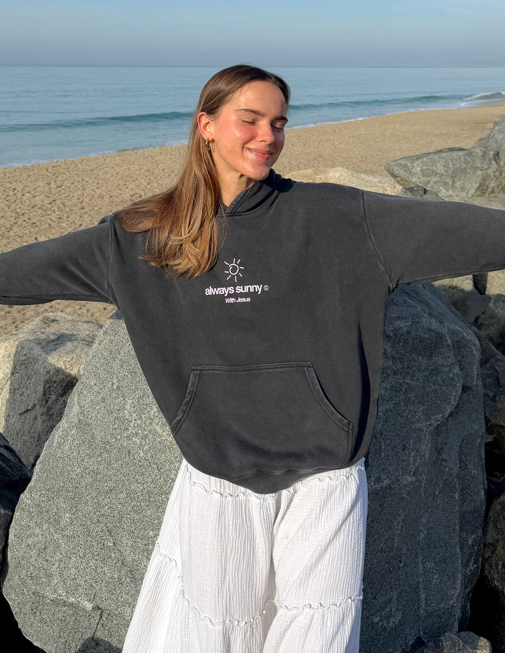 Elevated Faith Always Sunny With Jesus Unisex Hoodie - AVBL MRKT (4)