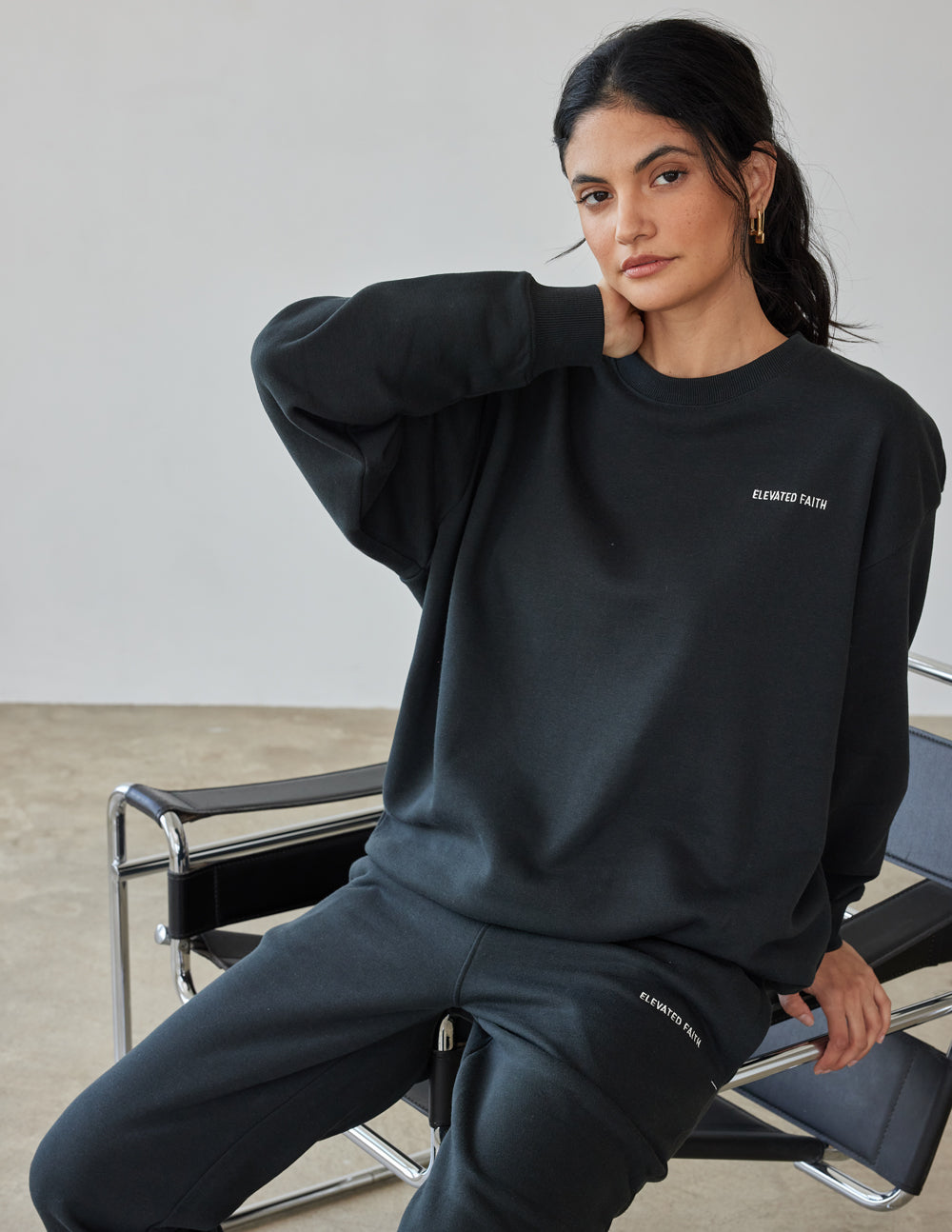 Elevated Faith Basics Black Unisex Crewneck - AVBL MRKT (3)