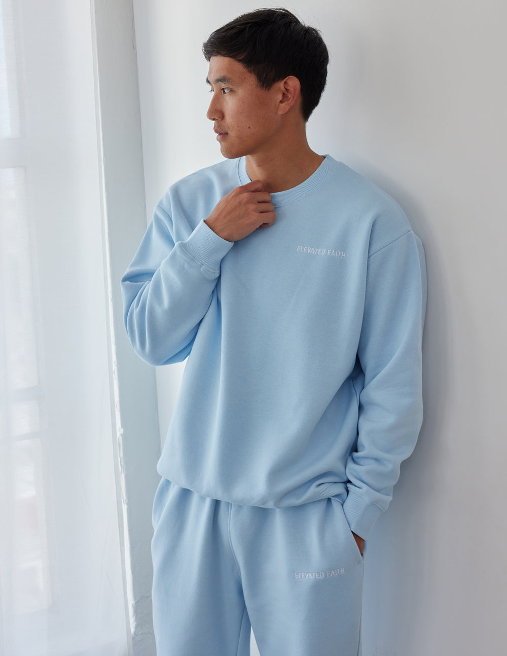 Elevated Faith Basics Dream Blue Unisex Crewneck - AVBL MRKT (1)