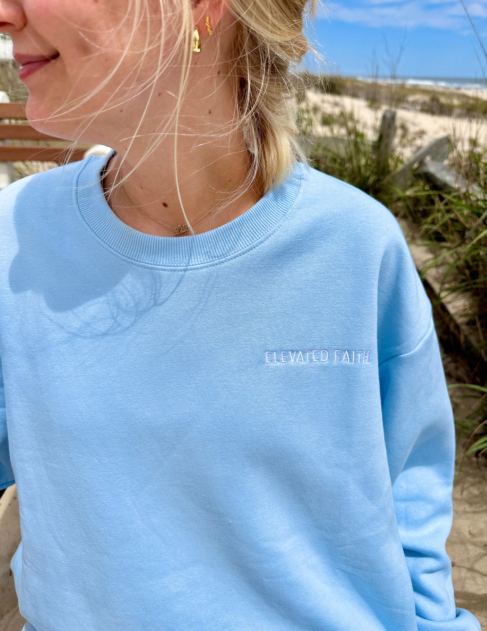 Elevated Faith Basics Dream Blue Unisex Crewneck - AVBL MRKT (7)