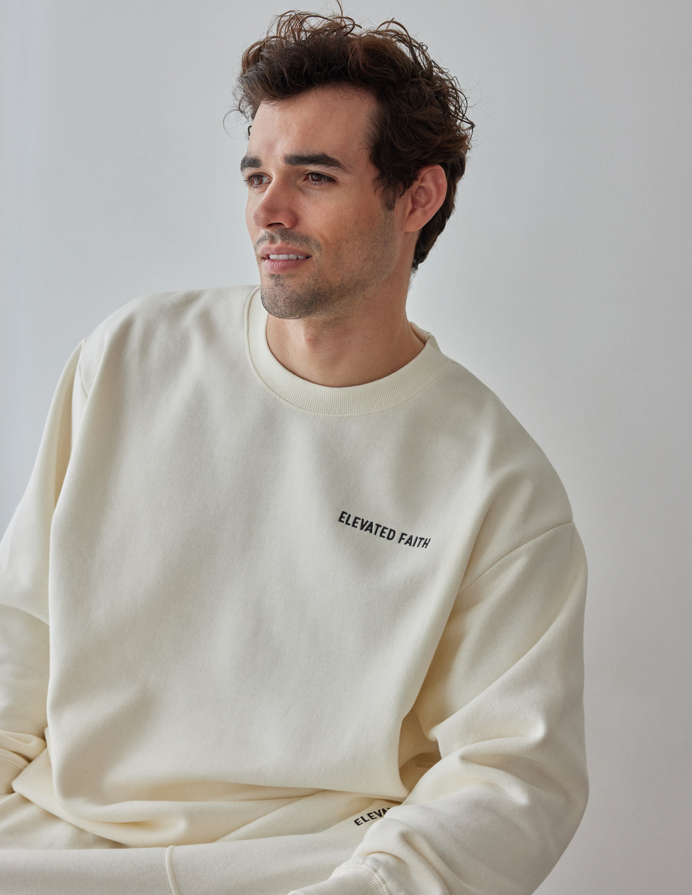 Elevated Faith Basics White Sand Unisex Crewneck - AVBL MRKT (3)