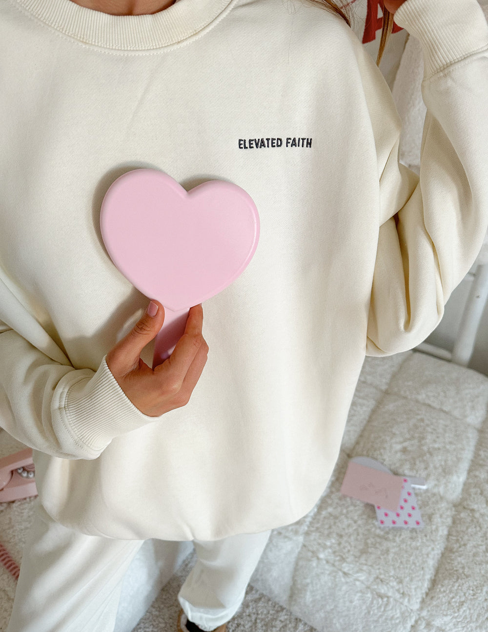 Elevated Faith Basics White Sand Unisex Crewneck - AVBL MRKT (3)