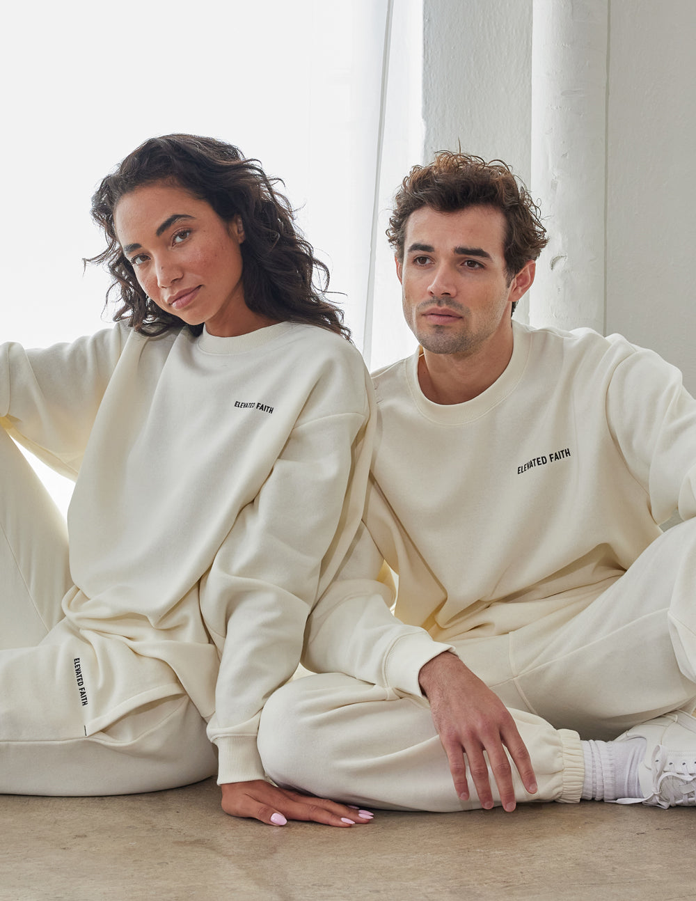 Elevated Faith Basics White Sand Unisex Crewneck - AVBL MRKT (4)