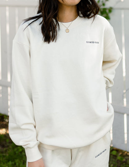 Elevated Faith Basics White Sand Unisex Crewneck - AVBL MRKT (5)