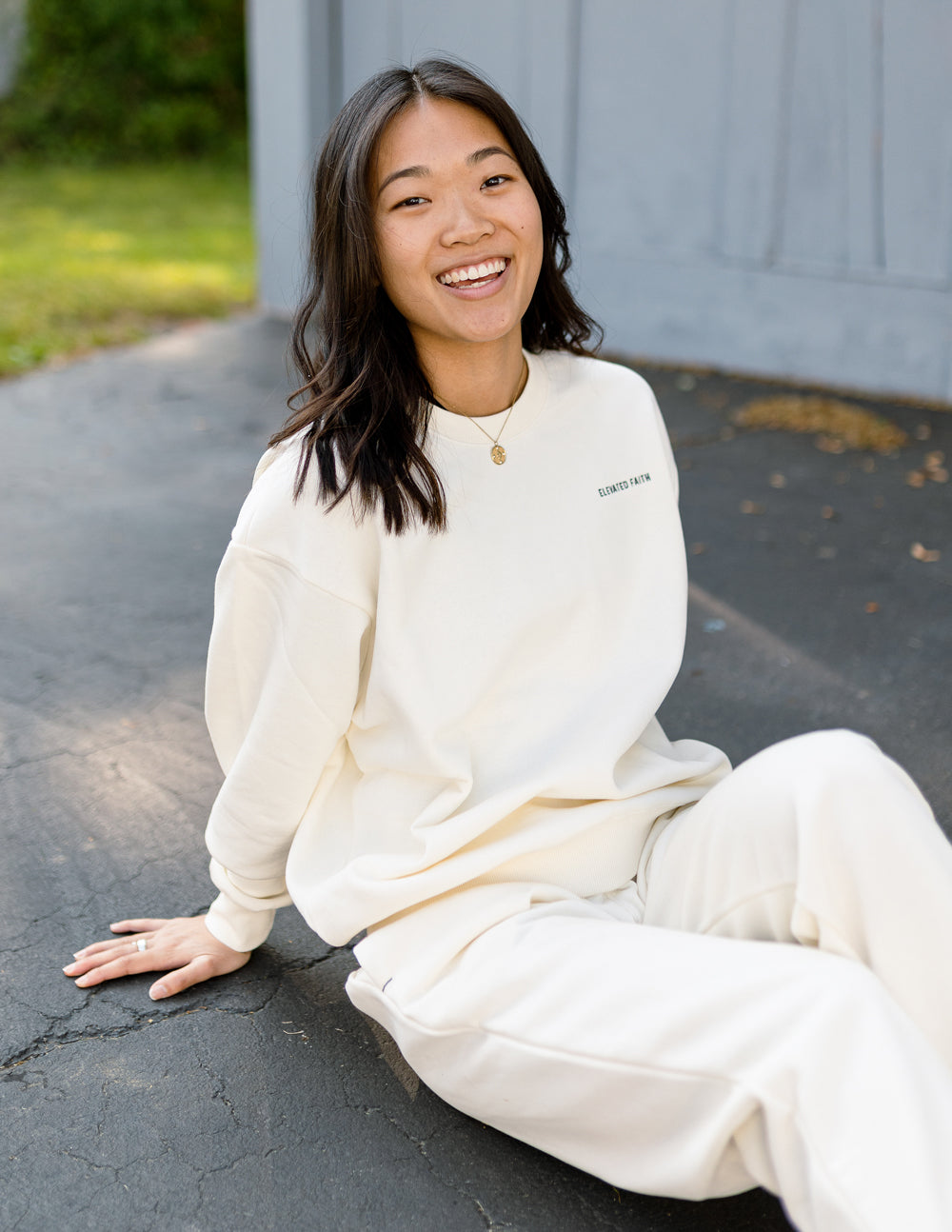 Elevated Faith Basics White Sand Unisex Crewneck - AVBL MRKT (6)