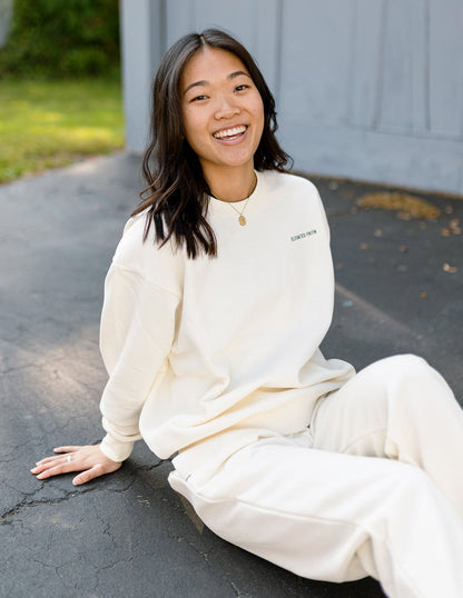 Elevated Faith Basics White Sand Unisex Crewneck - AVBL MRKT (6)