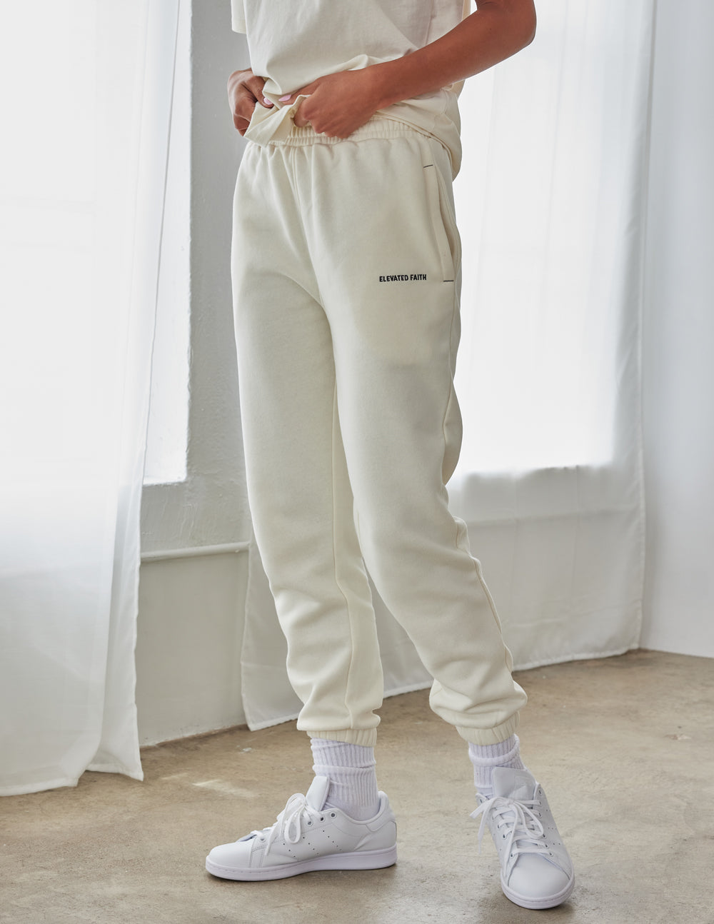 Elevated Faith Basics White Sand Unisex Sweatpant - AVBL MRKT (1)