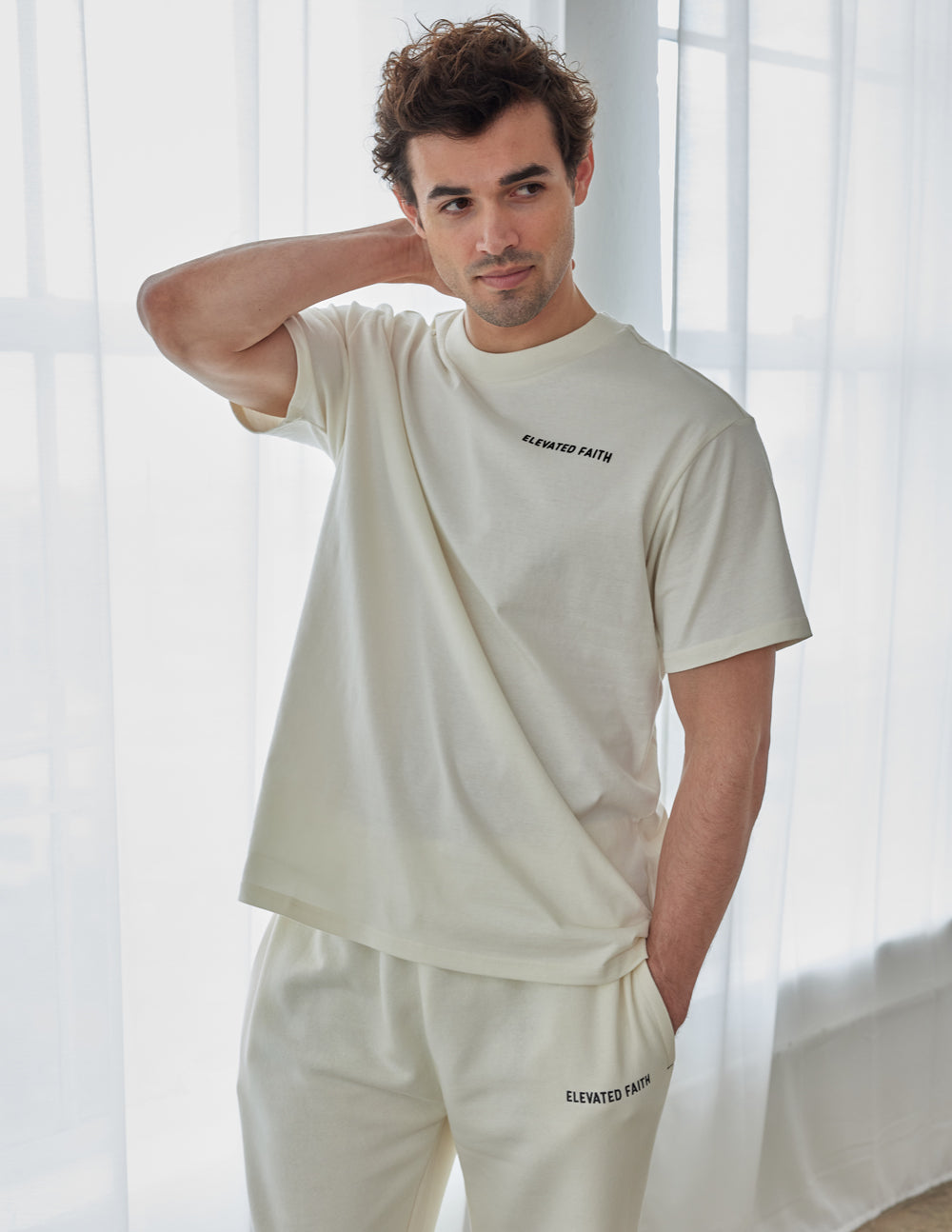 Elevated Faith Basics White Sand Unisex Tee - AVBL MRKT (1)