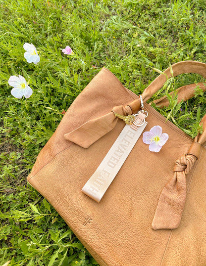 Elevated Faith Beige Oversized Logo Keychain - AVBL MRKT (2)