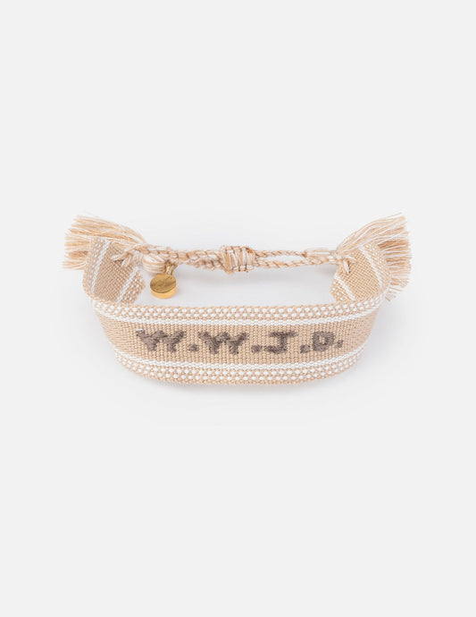 Elevated Faith Beige WWJD Embroidered Bracelet - AVBL MRKT (1)