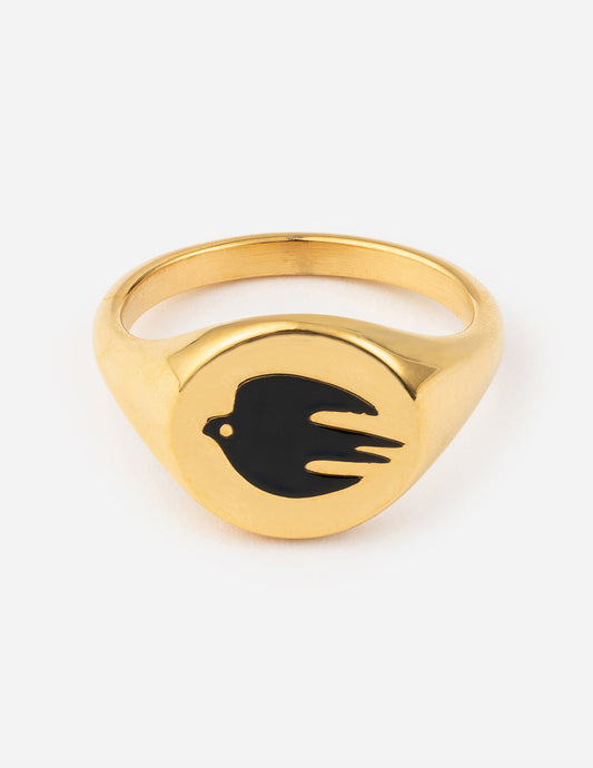 Elevated Faith Black Enamel Gold Dove Ring - AVBL MRKT (1)