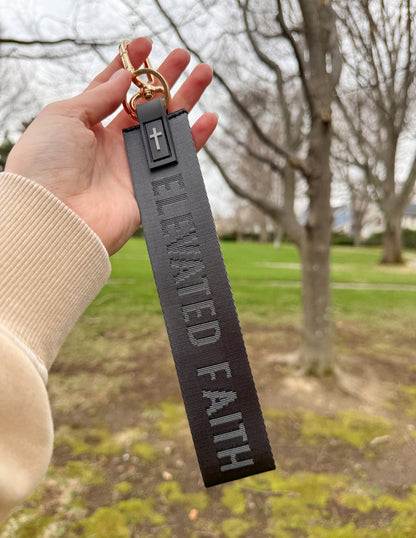 Elevated Faith Black Oversized Logo Keychain - AVBL MRKT (2)