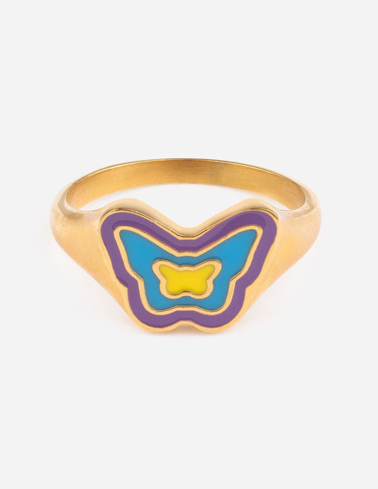 Elevated Faith Blue Enamel Butterfly Ring - AVBL MRKT (1)