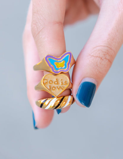 Elevated Faith Blue Enamel Butterfly Ring - AVBL MRKT (2)