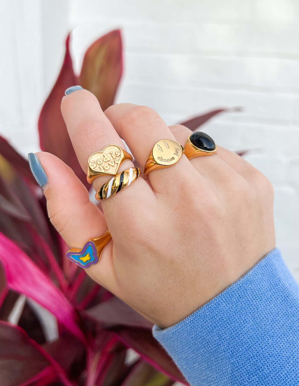 Elevated Faith Blue Enamel Butterfly Ring - AVBL MRKT (4)