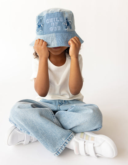 Elevated Faith Child of God Denim Kids Bucket Hat - AVBL MRKT (2)