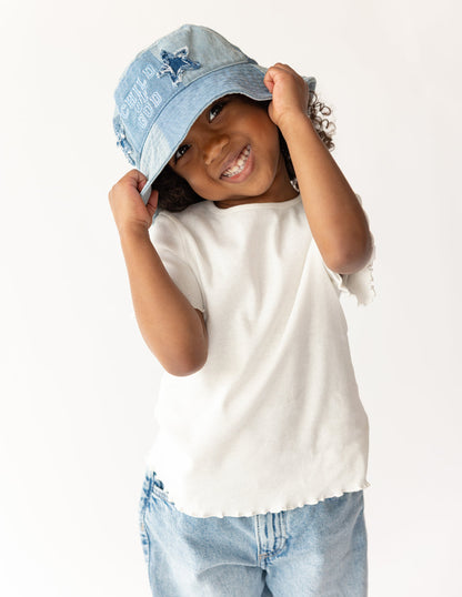 Elevated Faith Child of God Denim Kids Bucket Hat - AVBL MRKT (4)