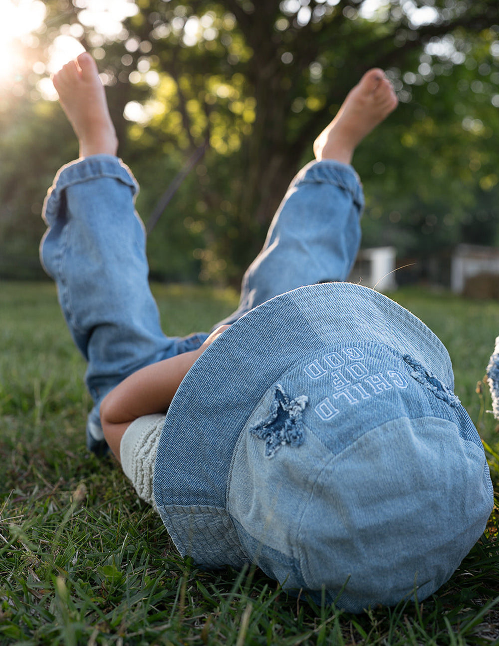 Elevated Faith Child of God Denim Kids Bucket Hat - AVBL MRKT (6)