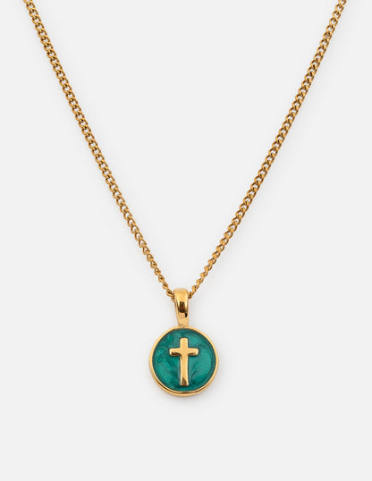 Elevated Faith Emerald Agape Cross Pendant Necklace - AVBL MRKT (1)