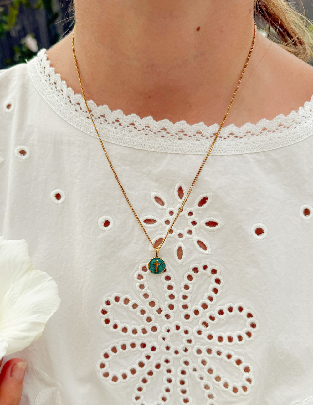 Elevated Faith Emerald Agape Cross Pendant Necklace - AVBL MRKT (2)