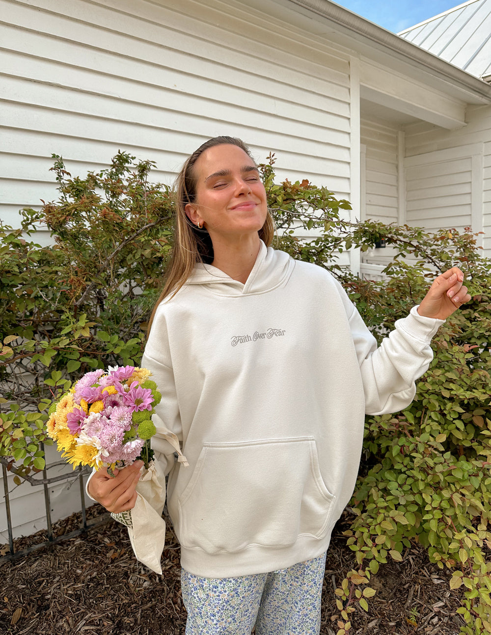Elevated Faith Faith Over Fear Taupe Unisex Hoodie - AVBL MRKT (8)