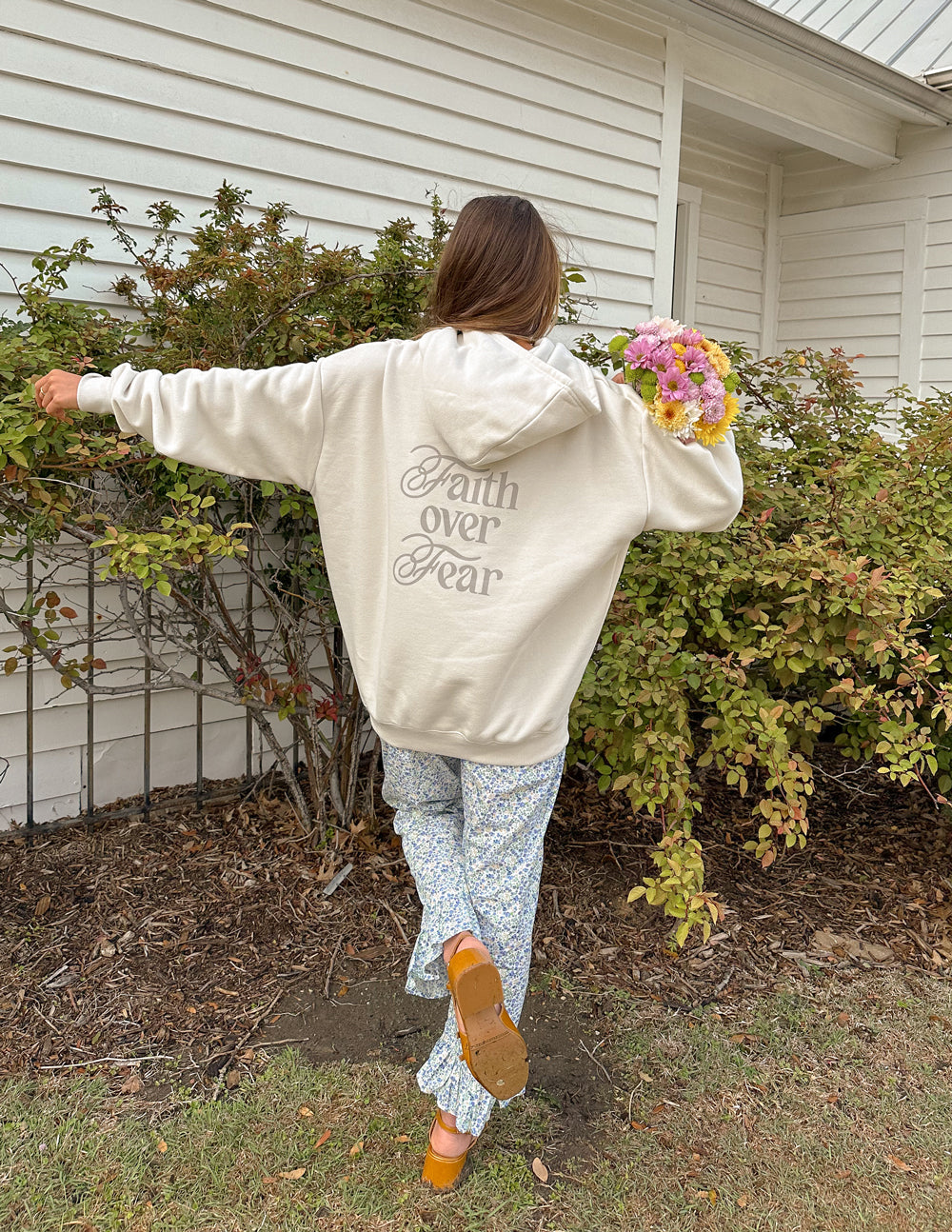 Elevated Faith Faith Over Fear Taupe Unisex Hoodie - AVBL MRKT (9)