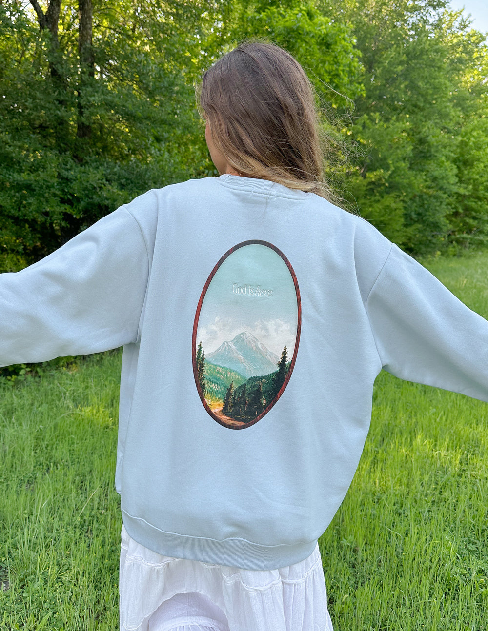 Elevated Faith God Is Here Unisex Crewneck - AVBL MRKT (10)