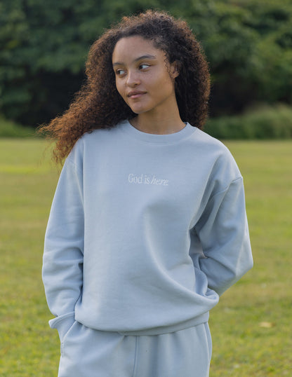 Elevated Faith God Is Here Unisex Crewneck - AVBL MRKT (4)