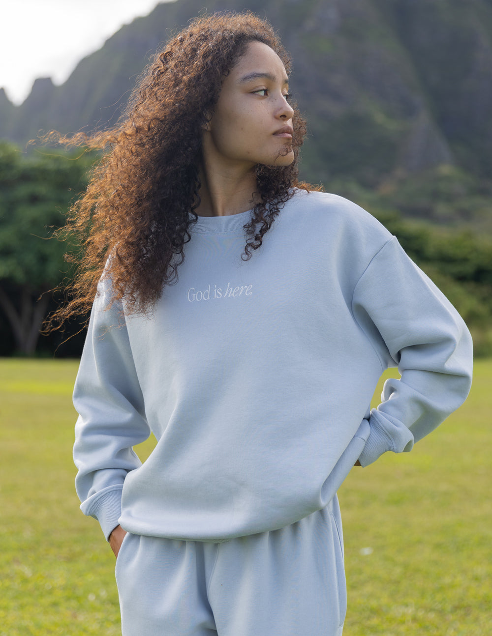 Elevated Faith God Is Here Unisex Crewneck - AVBL MRKT (7)
