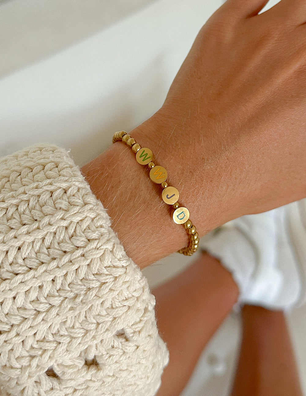 Elevated Faith Gold WWJD Letter Bracelet - AVBL MRKT (2)