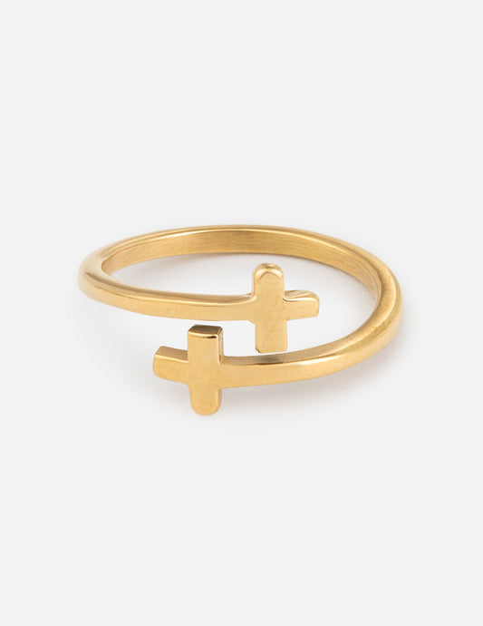 Elevated Faith Gold Wrapped Cross Ring - AVBL MRKT (1)